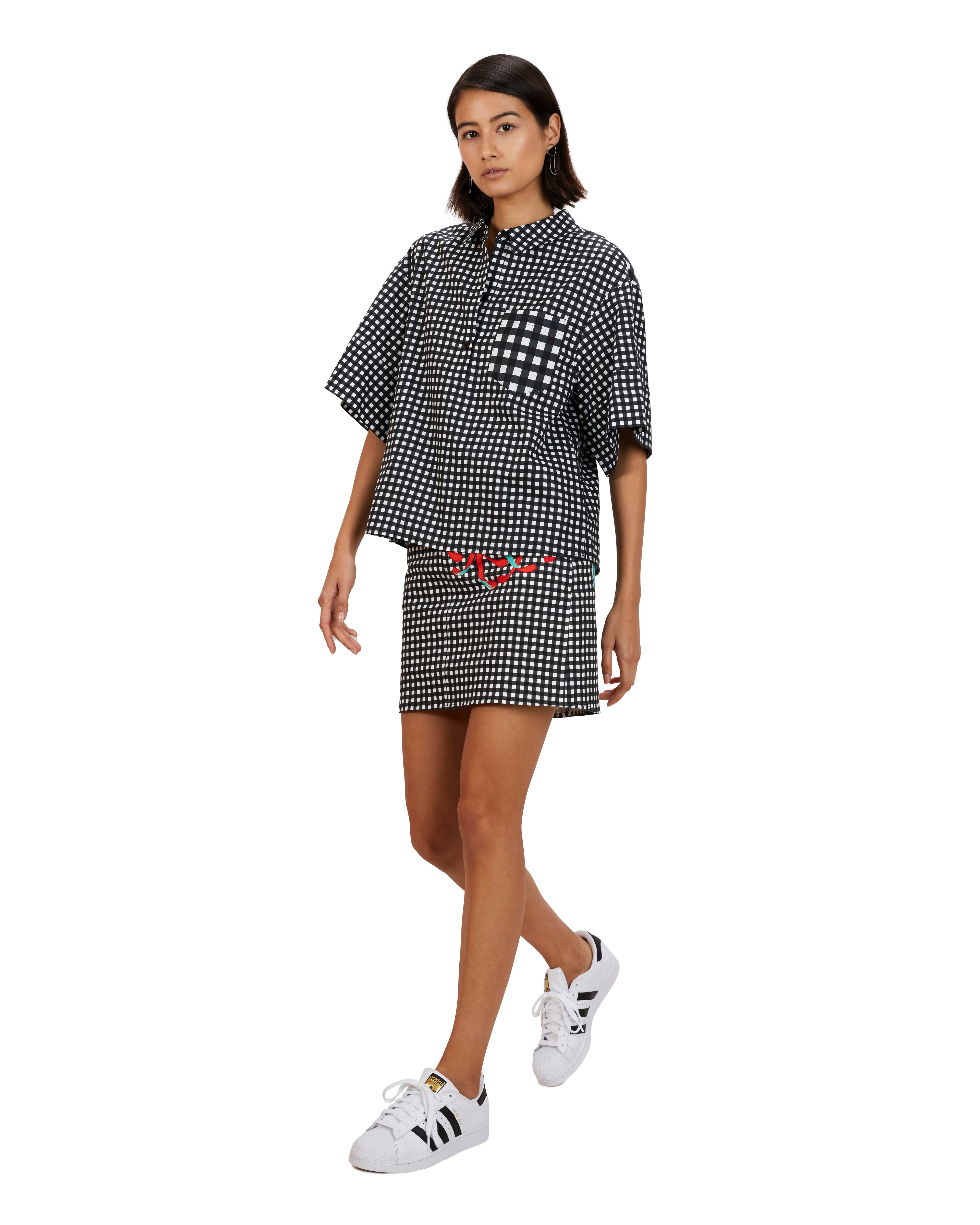 Noor Mini Skirt | Gingham Camellia