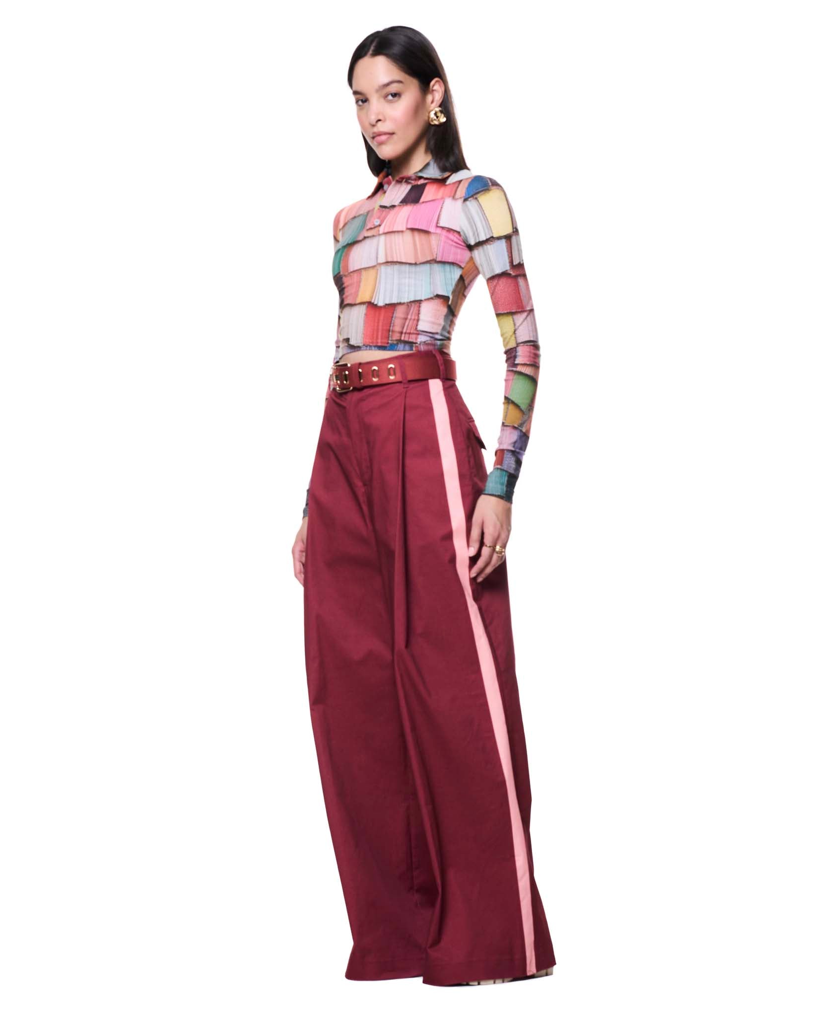 Leigh Trouser | Cranberry Stripe