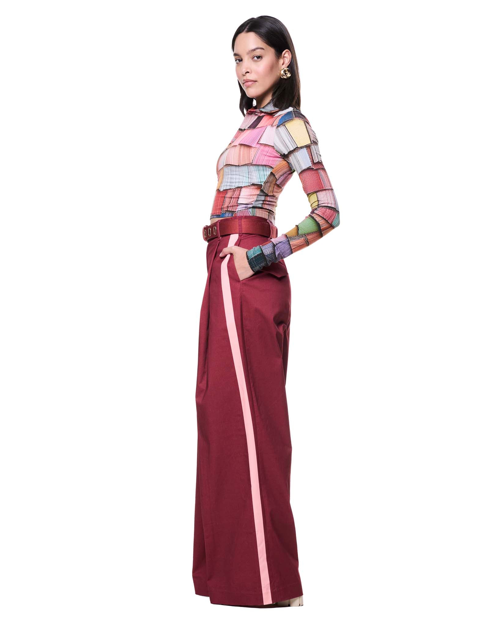 Leigh Trouser | Cranberry Stripe