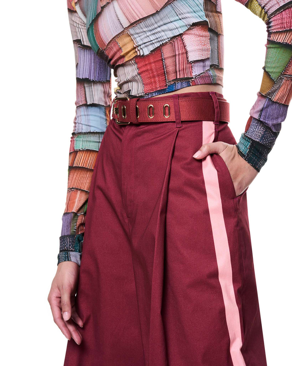 Leigh Trouser | Cranberry Stripe