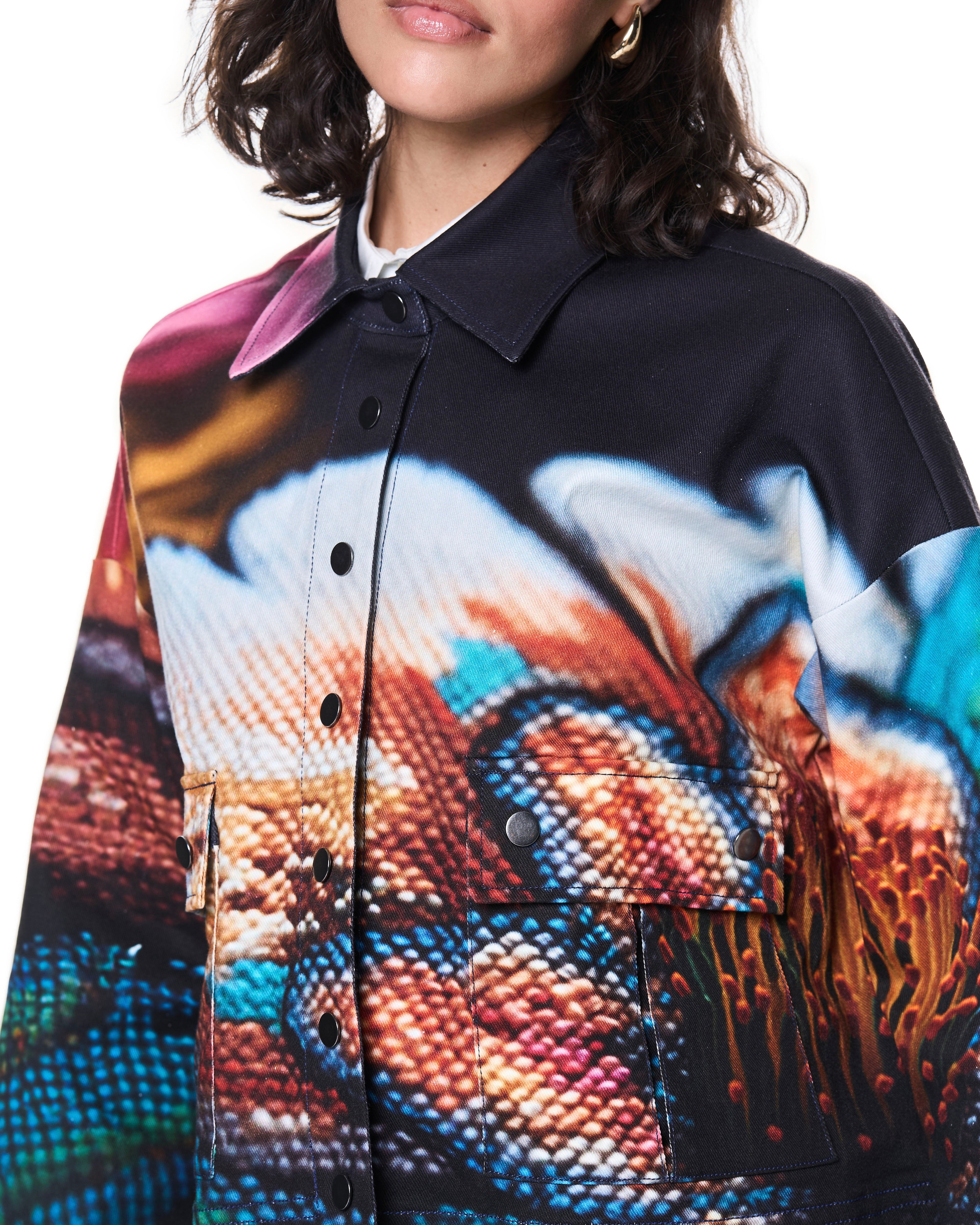 Mia Jacket | Navy Cross Stitch Florals