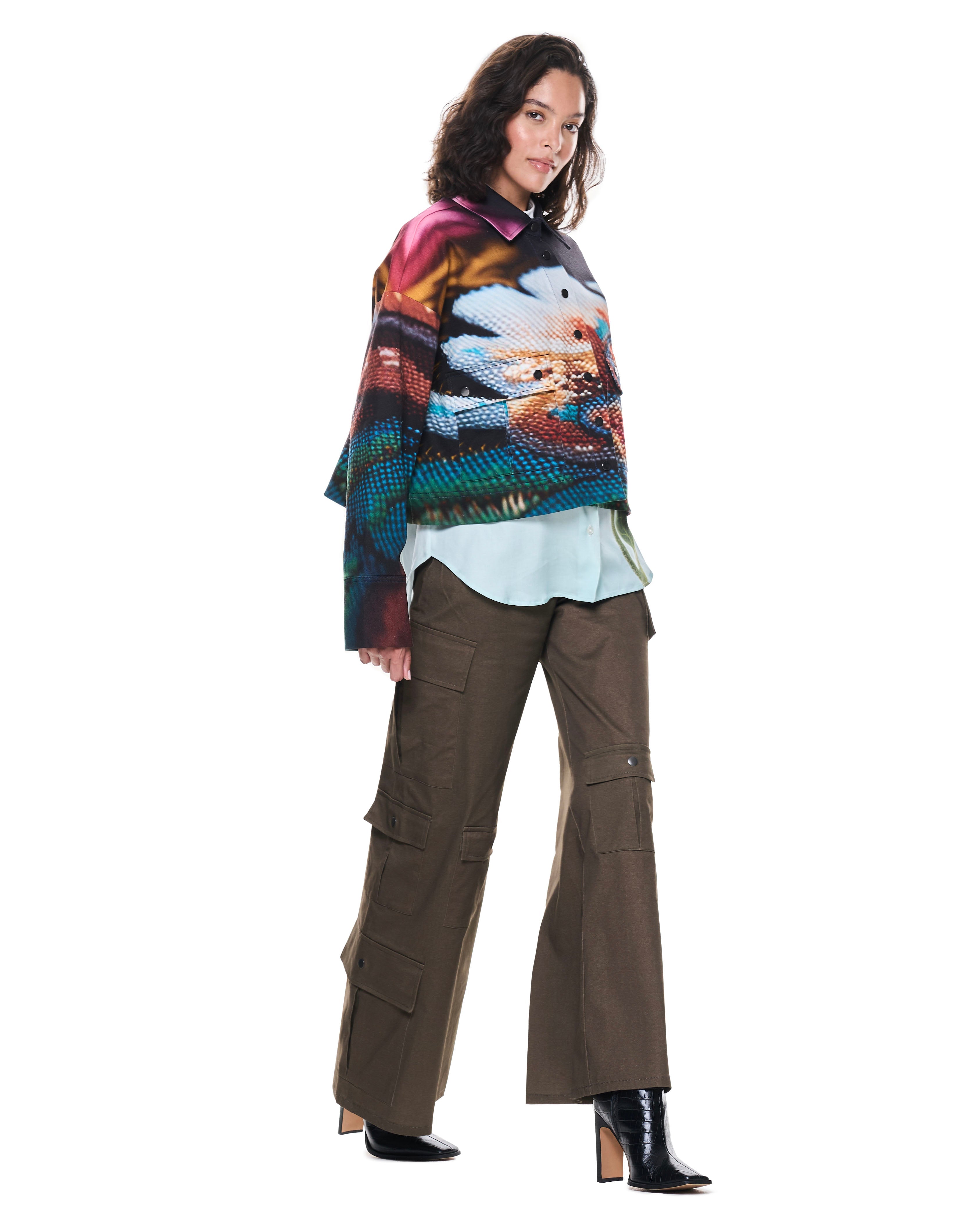 Mia Jacket | Navy Cross Stitch Florals