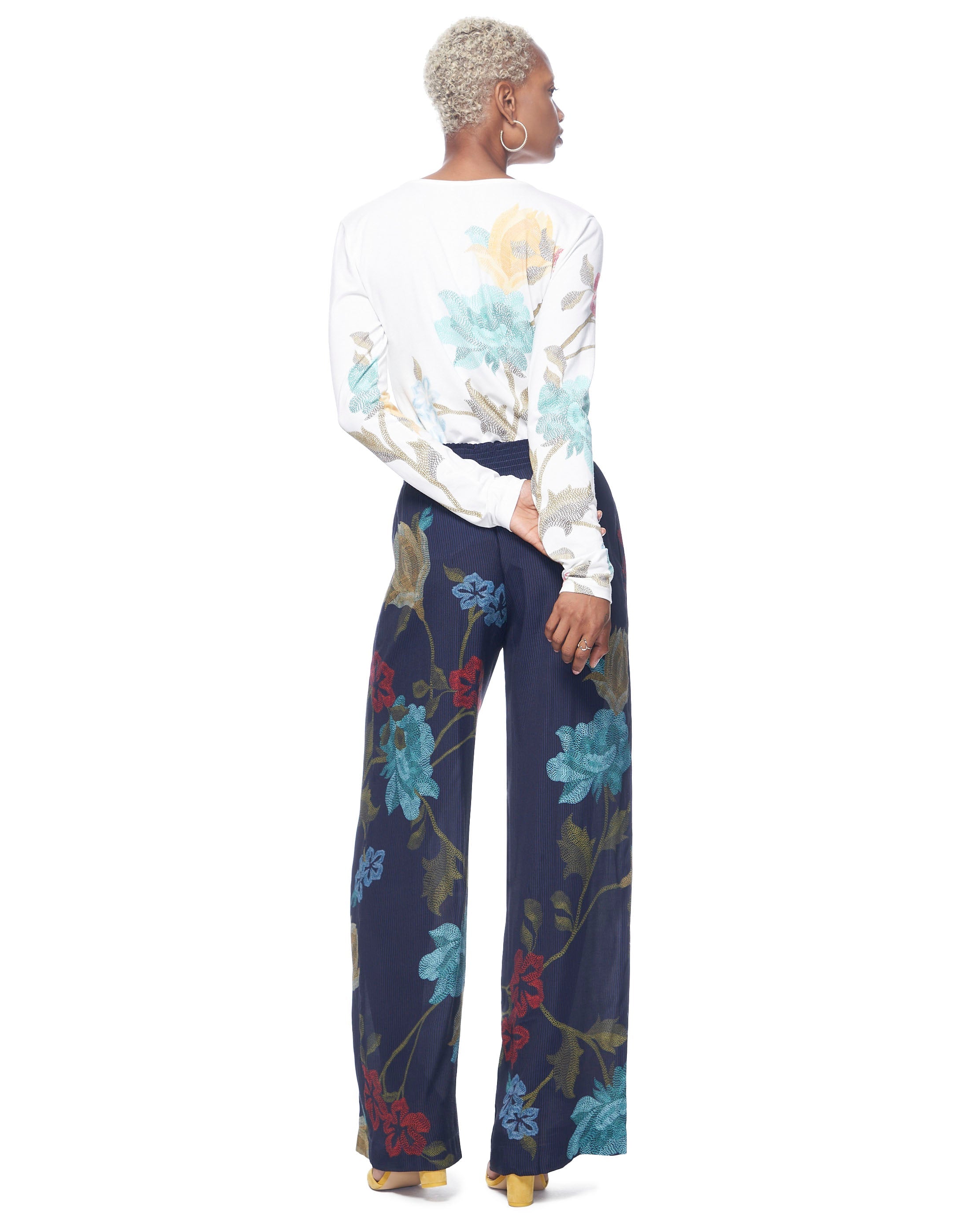 Billie Pant | Navy Stitch Florals