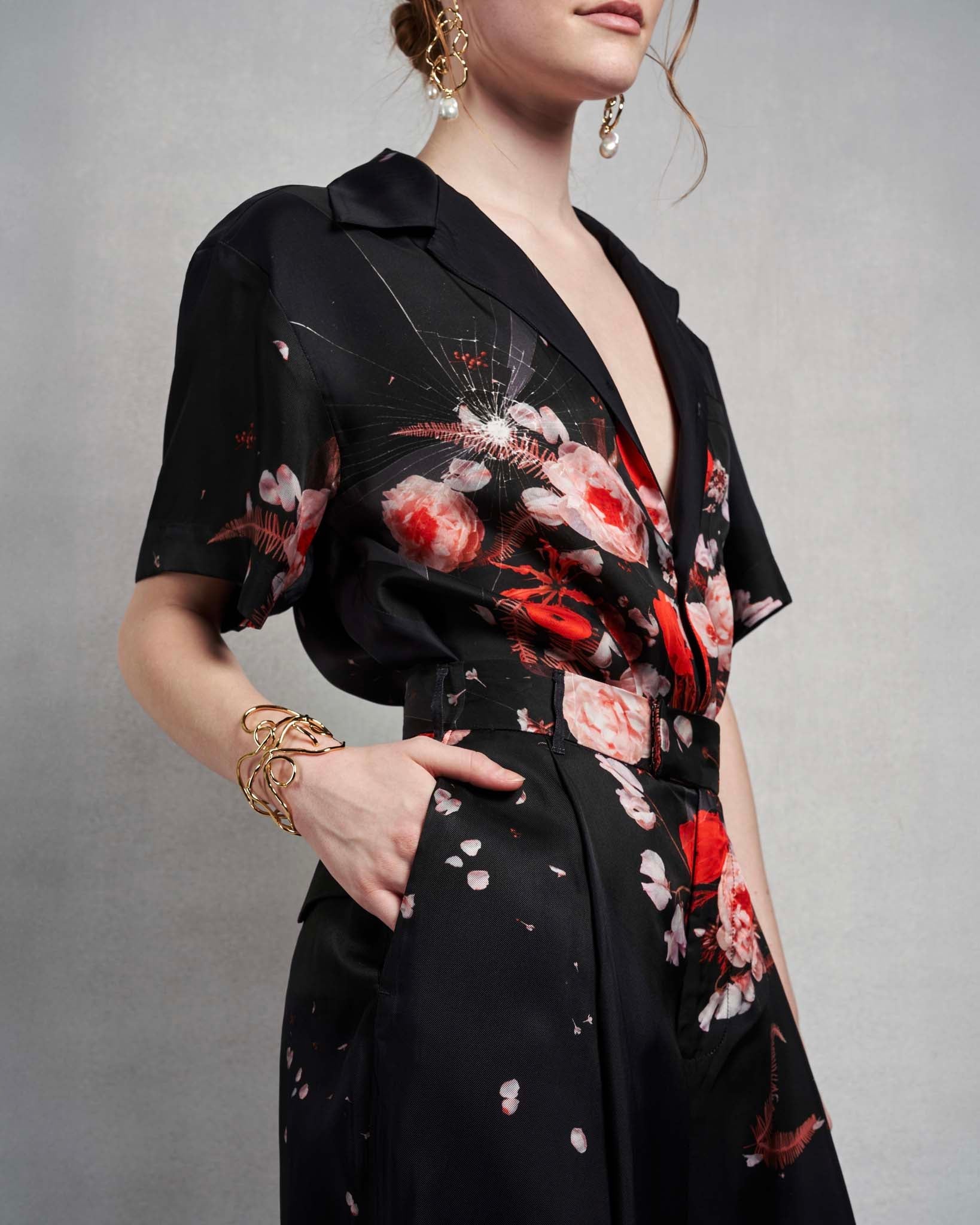 Leah Trouser | Red Shattered Florals