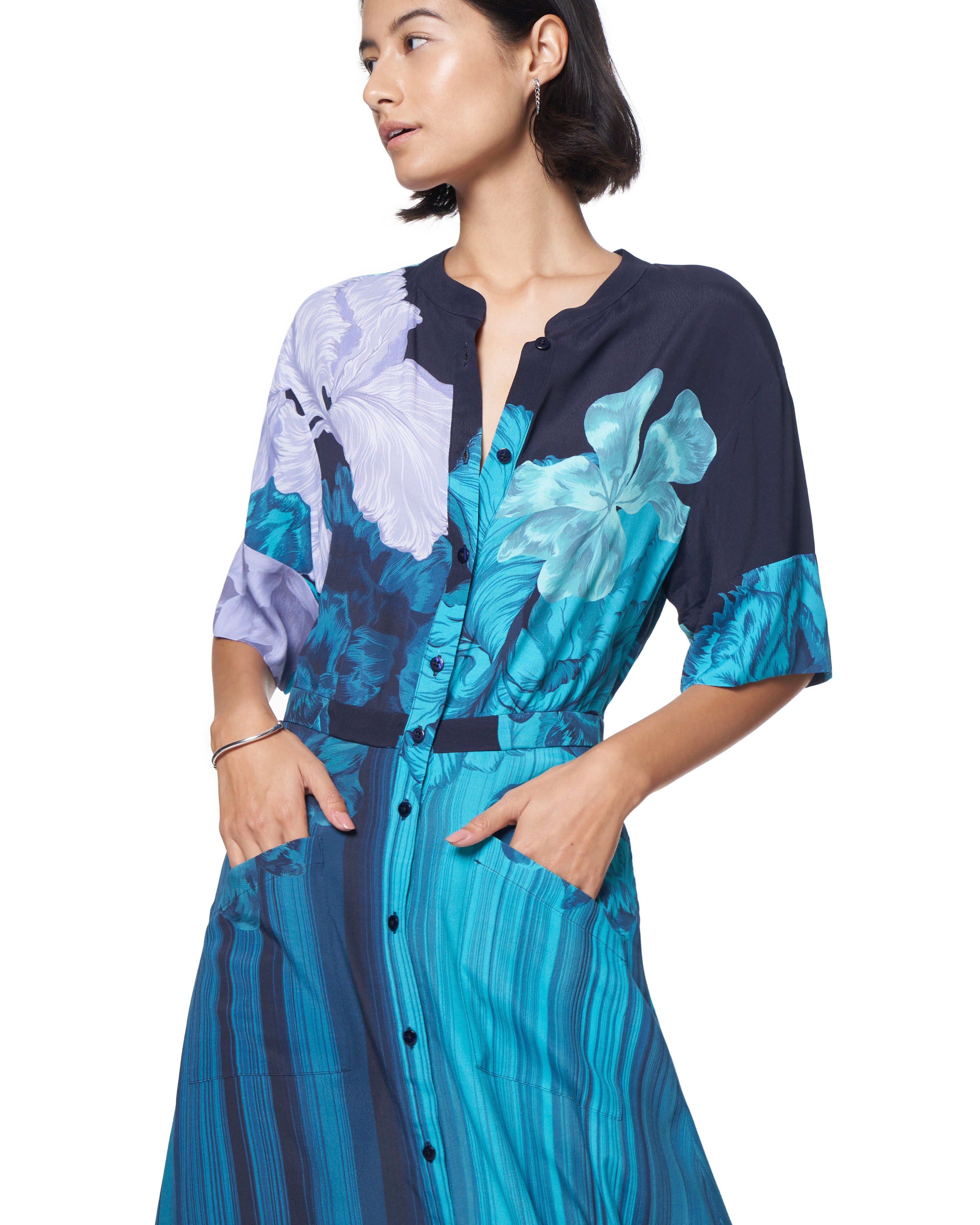 Cobie Shirtdress | Ocean Iris